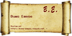 Bums Emese névjegykártya